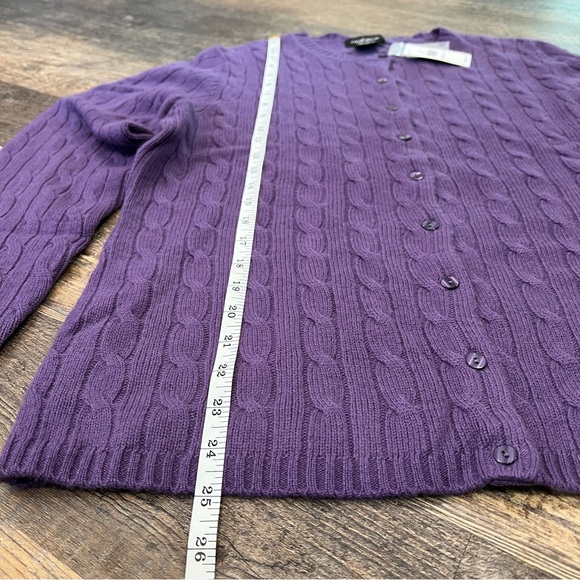 Lord & Taylor 100% Cashmere Button Down Cardigan Purple Size XL - Picture 12 of 13